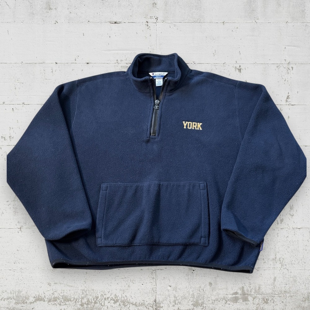 Champion Mens Vintage PolarFleece by Malden Mills Blue Pullover Fleece XL YORK‎